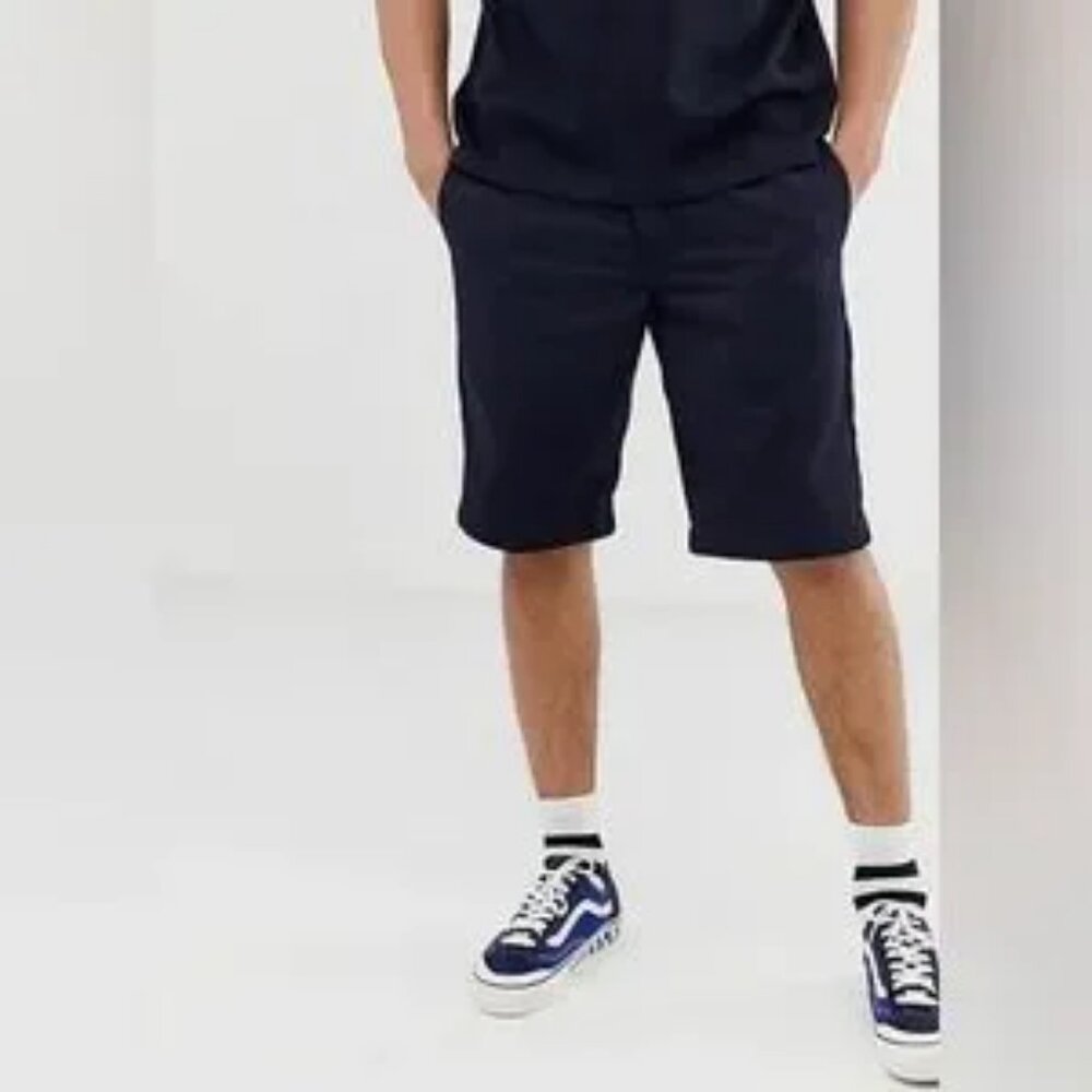 Mens Carhartt WIP Work In Progress Navy Blue Flat Front Master Shorts 34